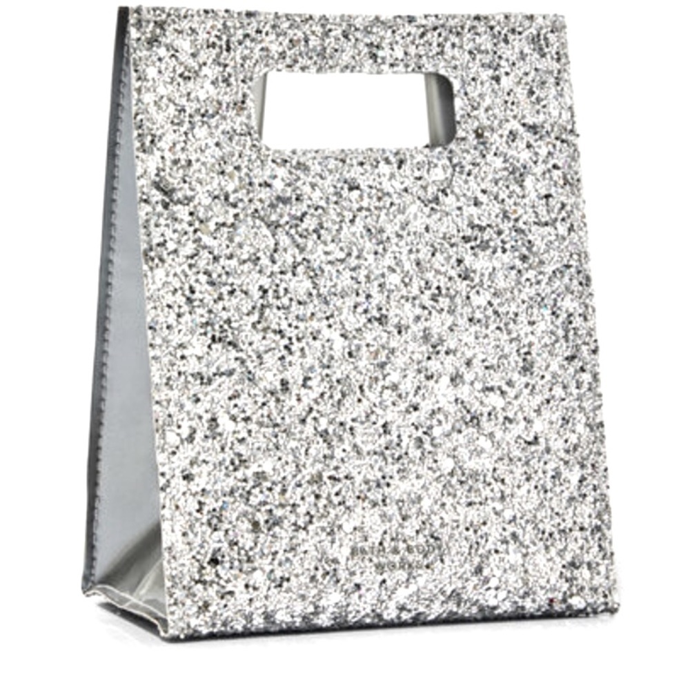 [5x$25] ⭐️ BBW Silver Glitter Gift Bag Reusable Mini Tote Bath & Body Works NWT